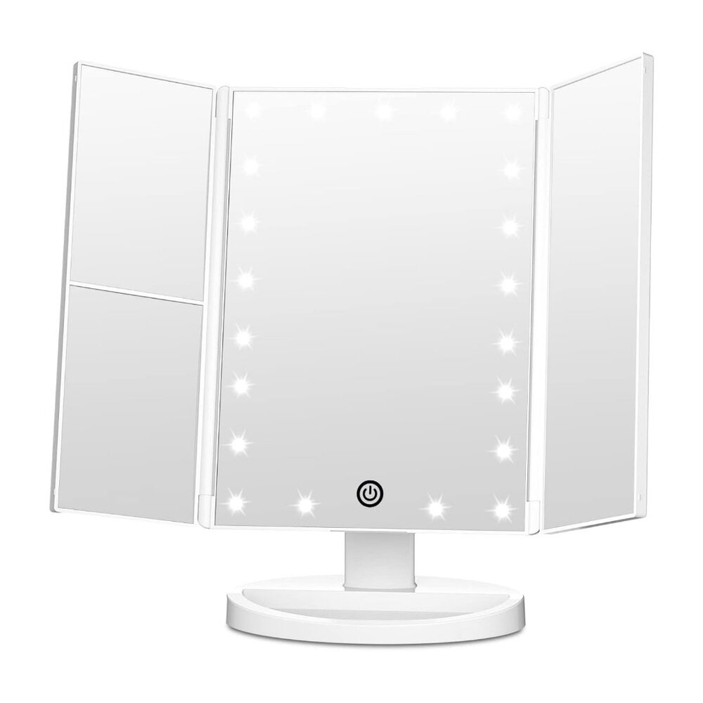 Tri-Fold LED Lighted Table Mirror
